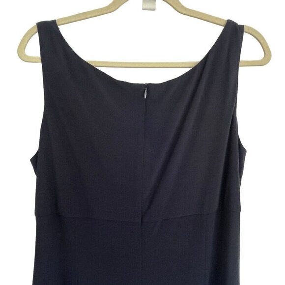 Alex Evenings 16 Long Maxi Dress Navy Blue Ruched Sleeveless Embellished Formal - Picture 9 of 15